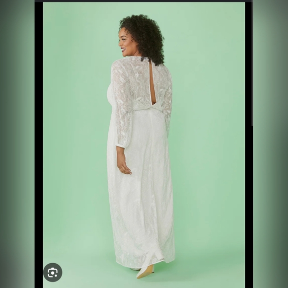 Modcloth XL Just the Beginning Full Length White Lace Lined Dress - Picture 2 of 11